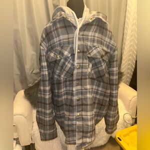 NWT GRIZZLY QUILTED LINED HOODED FLANNEL  2XL 128